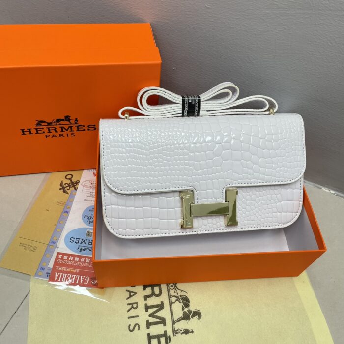 Hermès Multicoloured Crocodile-Patterned H Single-Shoulder Bag with Metal Buckle - Image 5