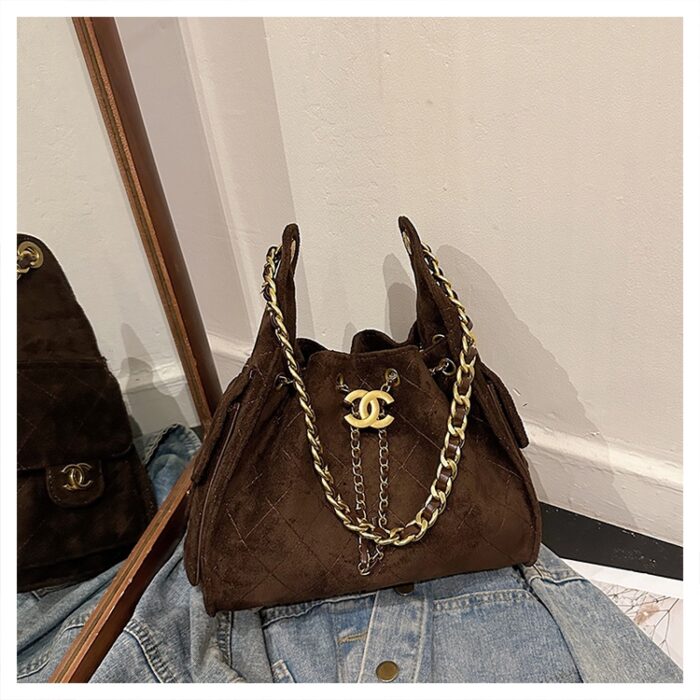 Chanel Multi-Colour Suede-Effect Double C Chain Handbag - Image 5