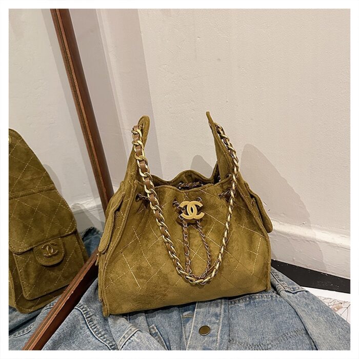Chanel Multi-Colour Suede-Effect Double C Chain Handbag - Image 4