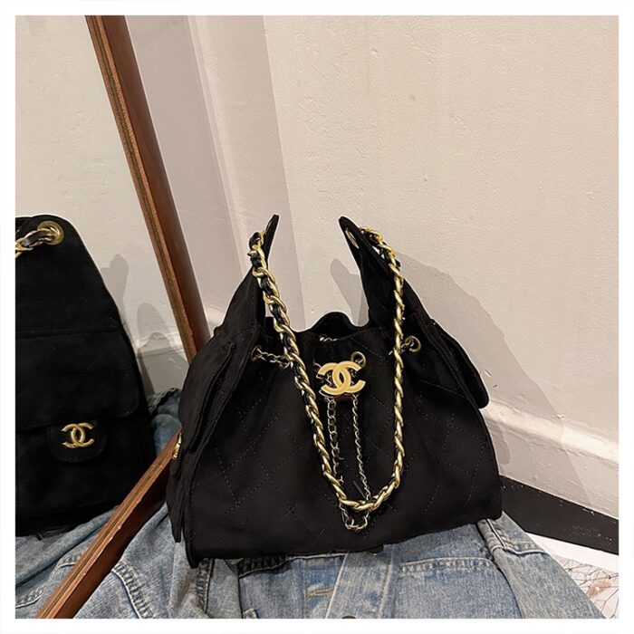 Chanel Multi-Colour Suede-Effect Double C Chain Handbag - Image 2