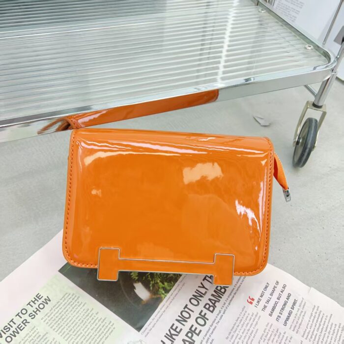 Hermès Multicoloured Gloss Lacquered Leather Mini Square Bag - Image 3